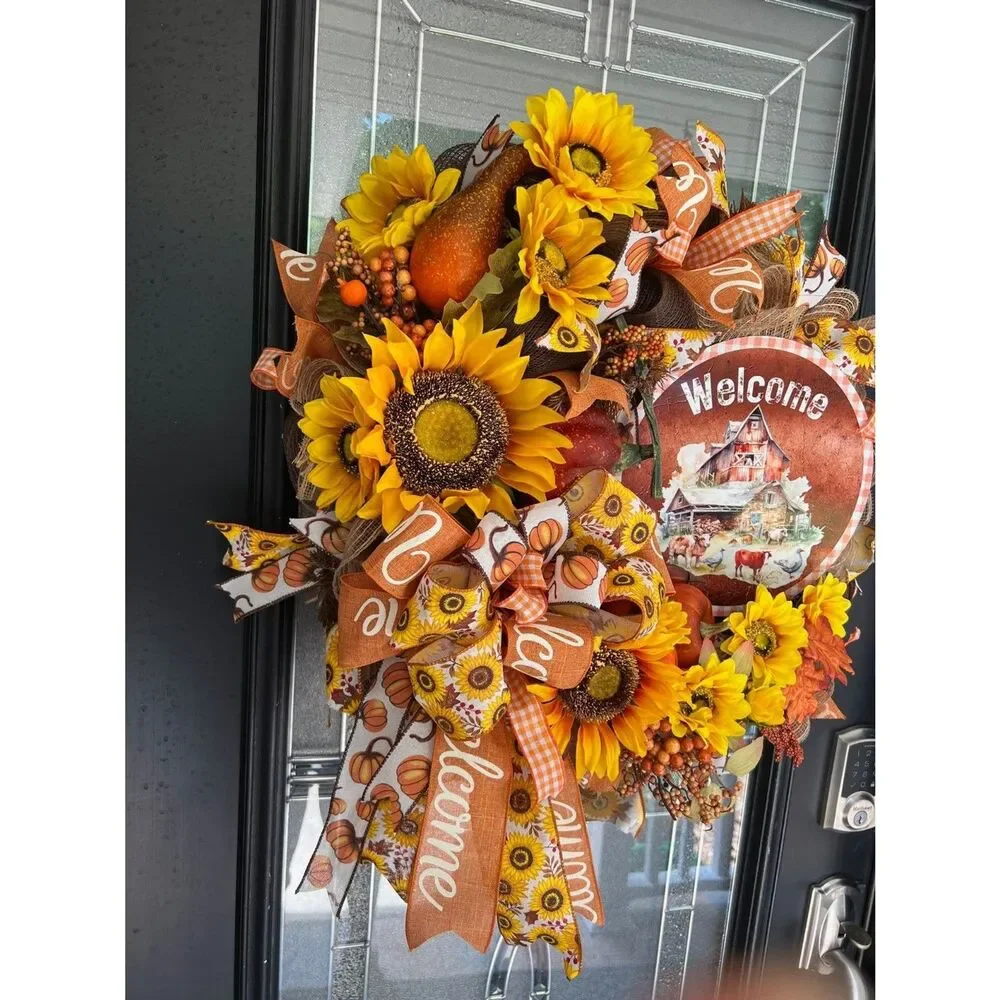 Fall Sunflower Front Door Wreath